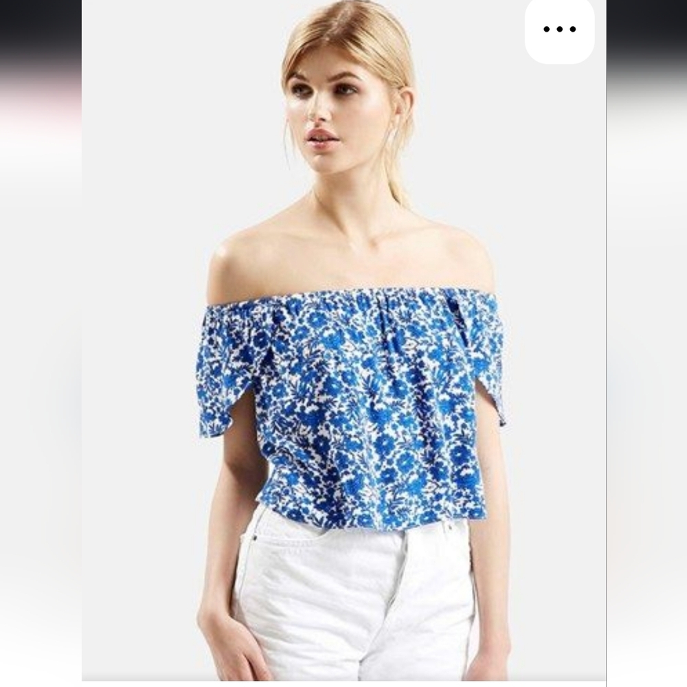 Topshop Blue and White Floral Blouse